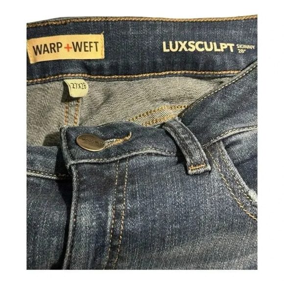 Warp + Weft Women's San Francisco Skinny Jeans Size 27x28 Blue Dark Wash High-Qu - Picture 3 of 7